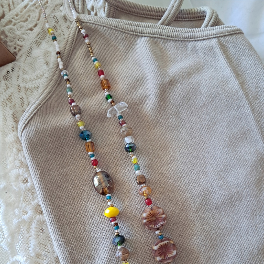 'Flower Child' Long Bead Necklace ♡