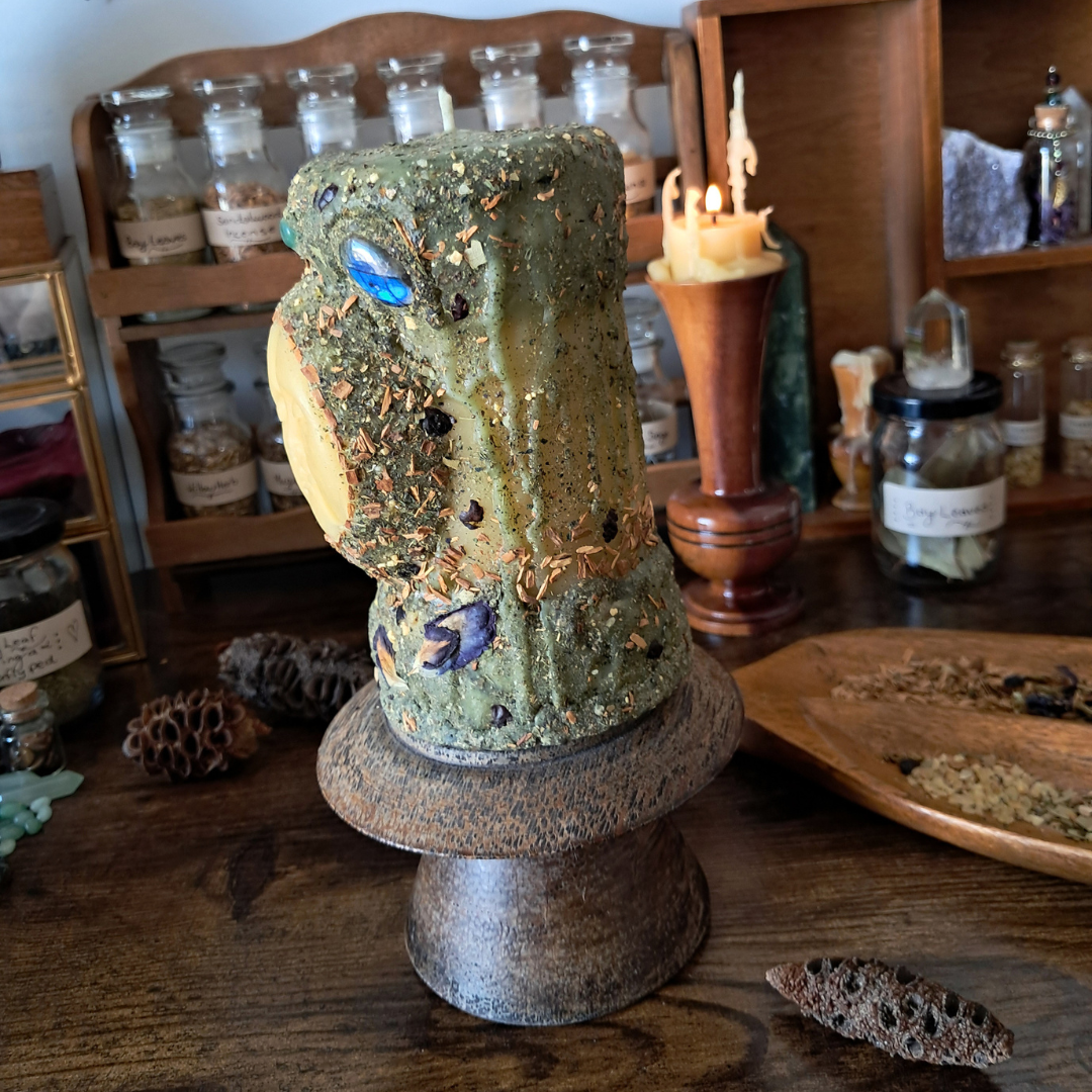 Sun/Moon Beeswax Pillar Candle | The Mystic's Forest