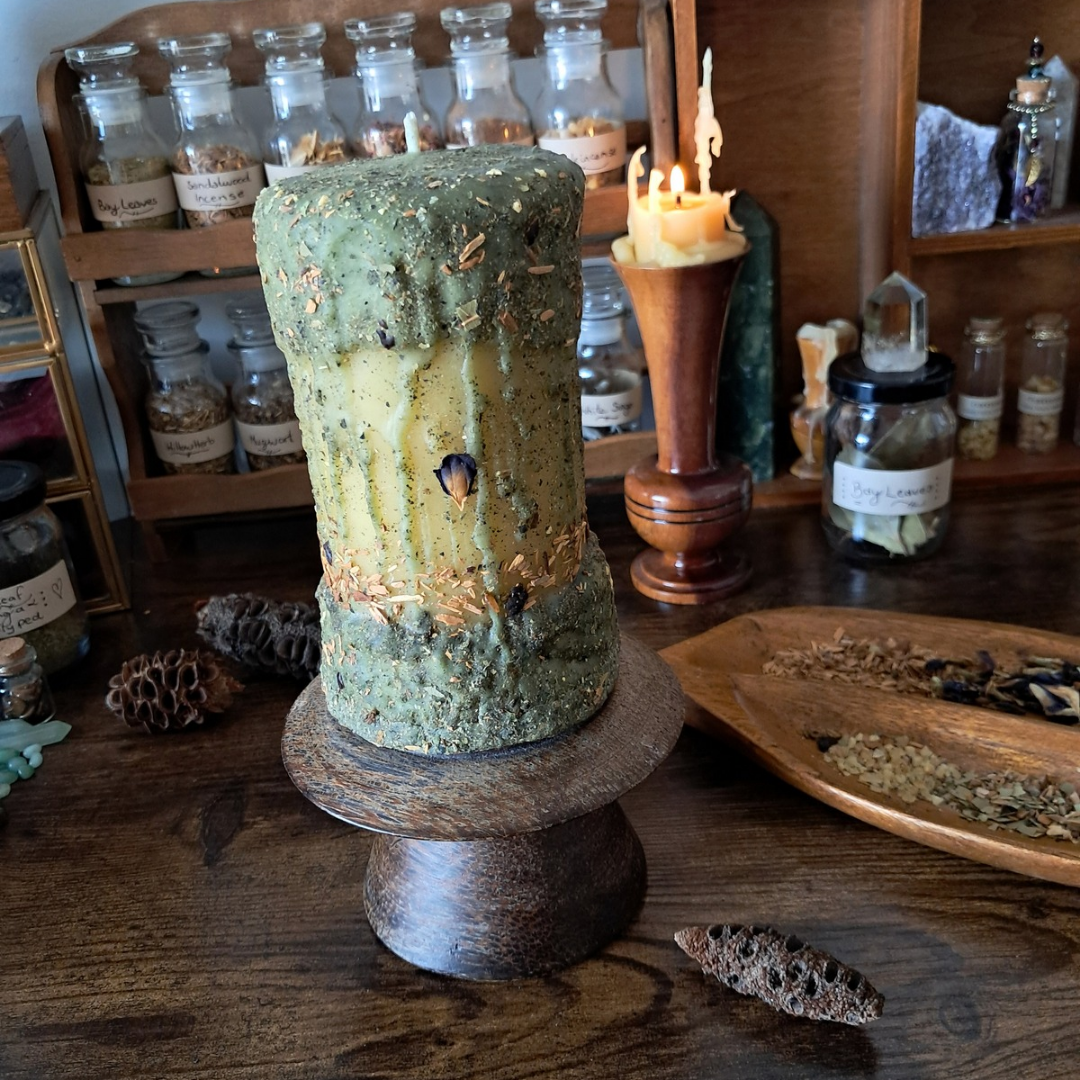 Sun/Moon Beeswax Pillar Candle | The Mystic's Forest