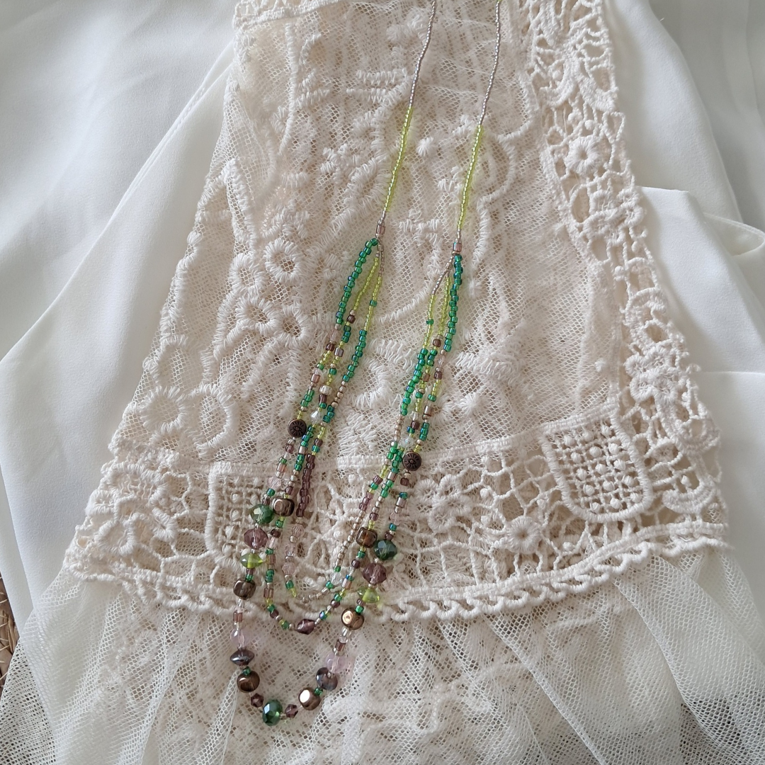 'Forest Fae' 3 Strand Beaded Necklace ♡