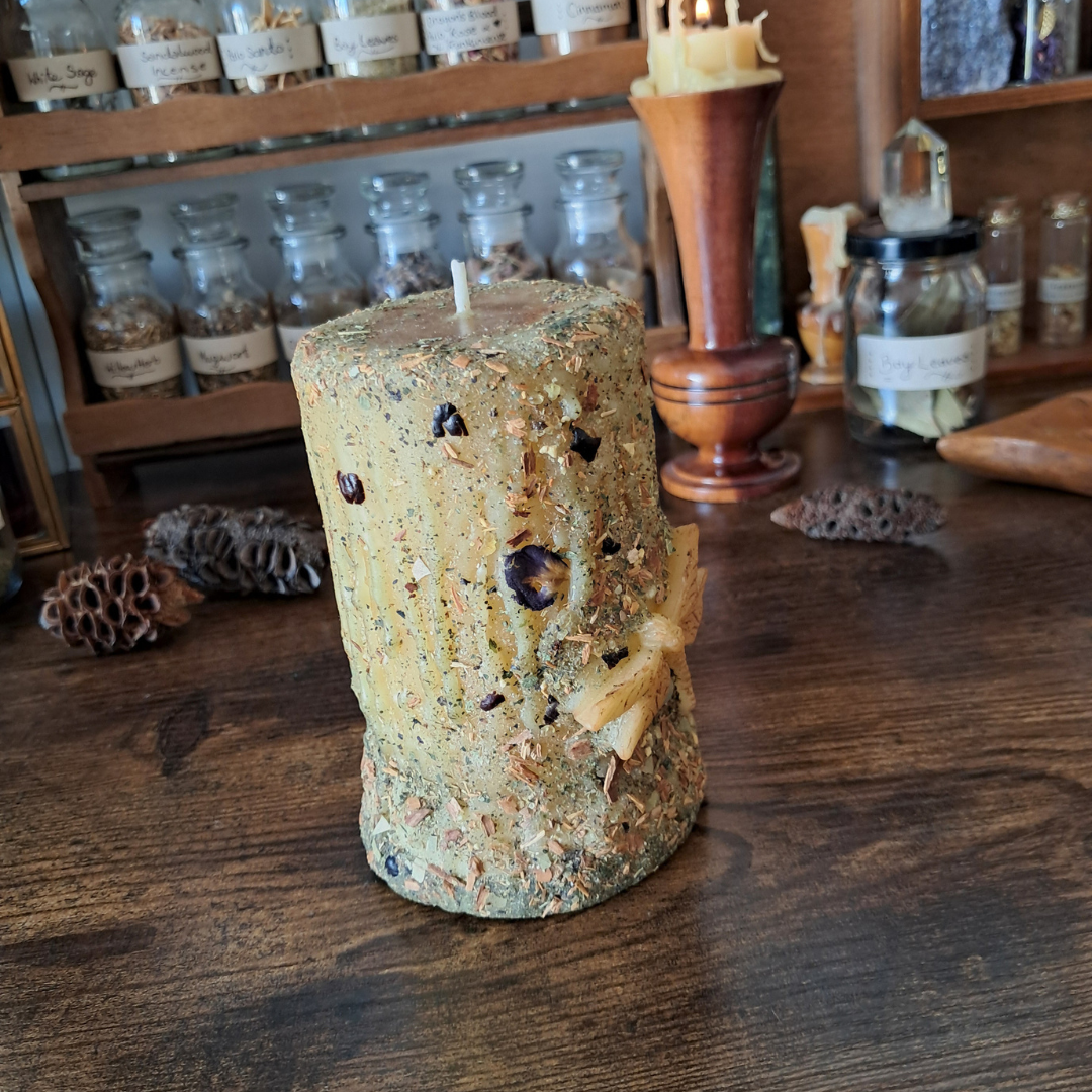 Dragonfly Beeswax Pillar Candle | The Mystic's Forest