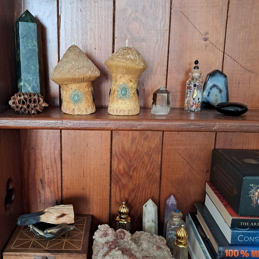 'Frankincense & Sandalwood' Mushroom Beeswax Candles | The Mystic’s Forest