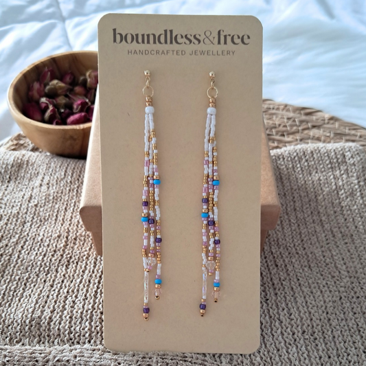 'Wishweaver' Long Beaded Drop Earrings