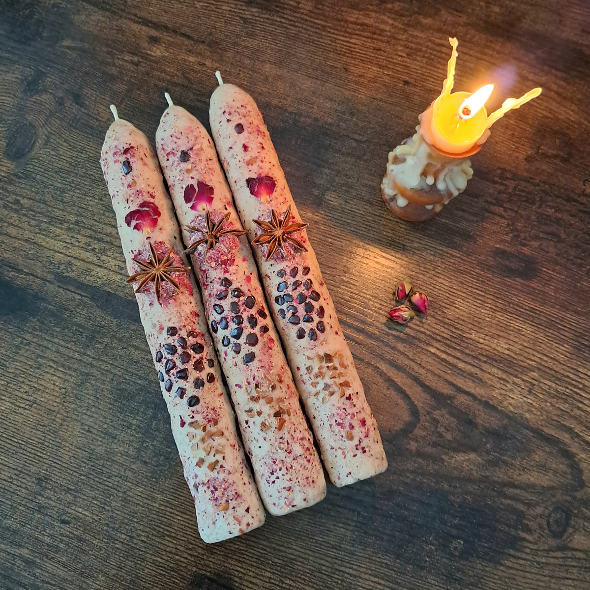 Garnet & Star Anise Large Taper Beeswax Candle 20cm